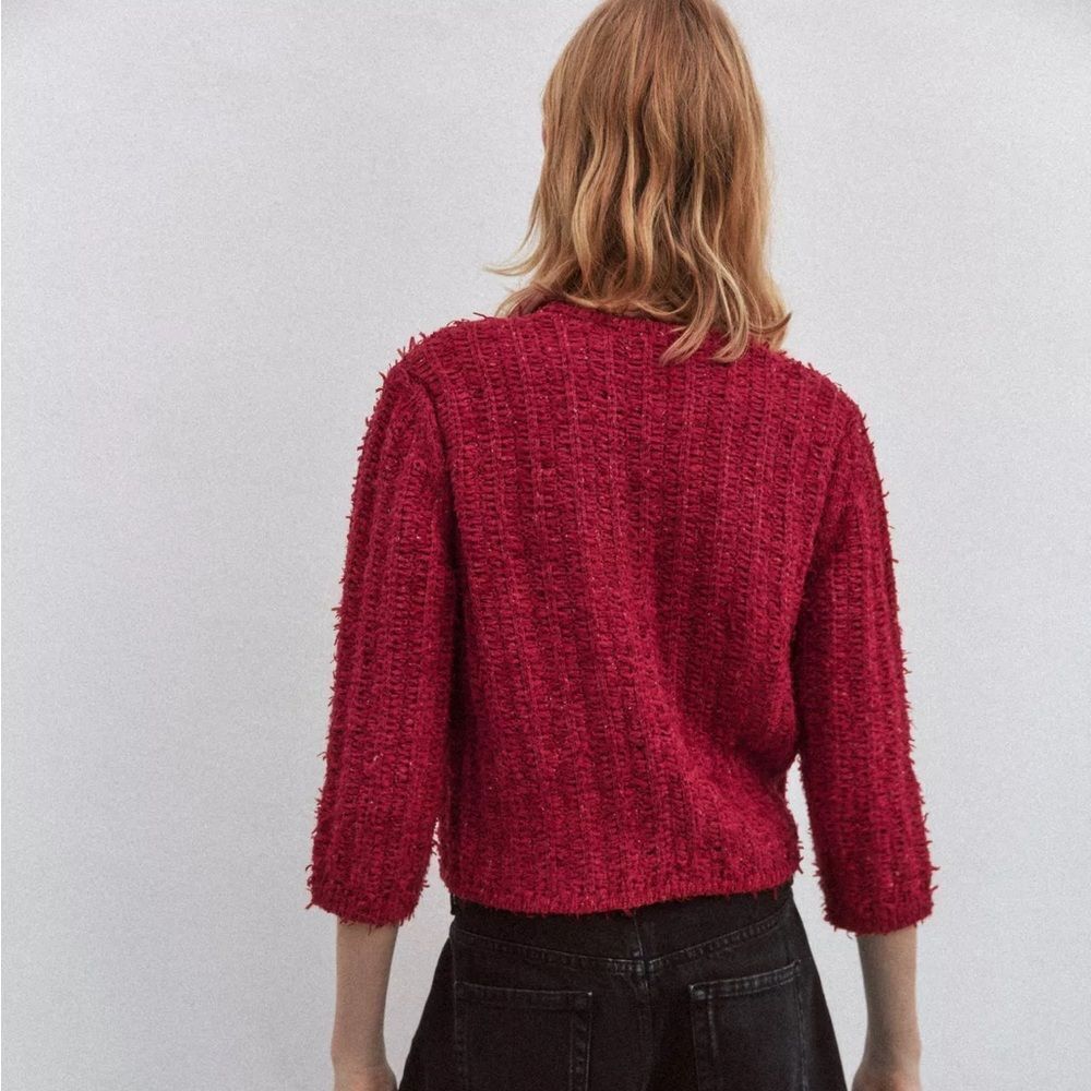 ZARA 3/4 LENGTH SLEEVE KNIT CARDIGAN - Picture 3 of 6